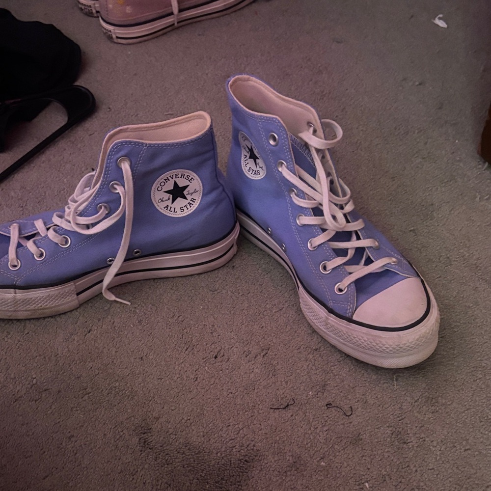 Converse High Tops in Sky Blue with White Accents